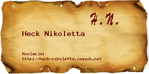 Heck Nikoletta névjegykártya